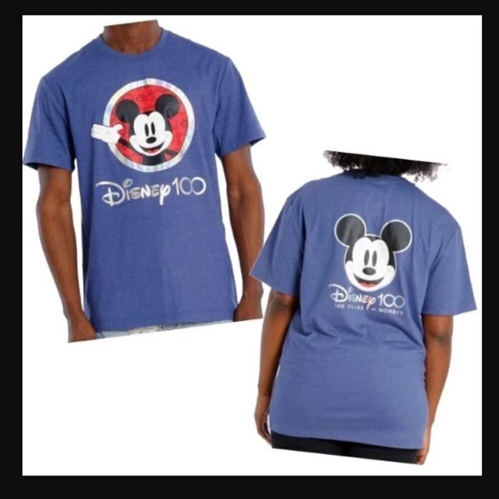Disney 100th Anniversary Graphic Short Sleeve Blue Unisex T-Shirt XL NWOT
